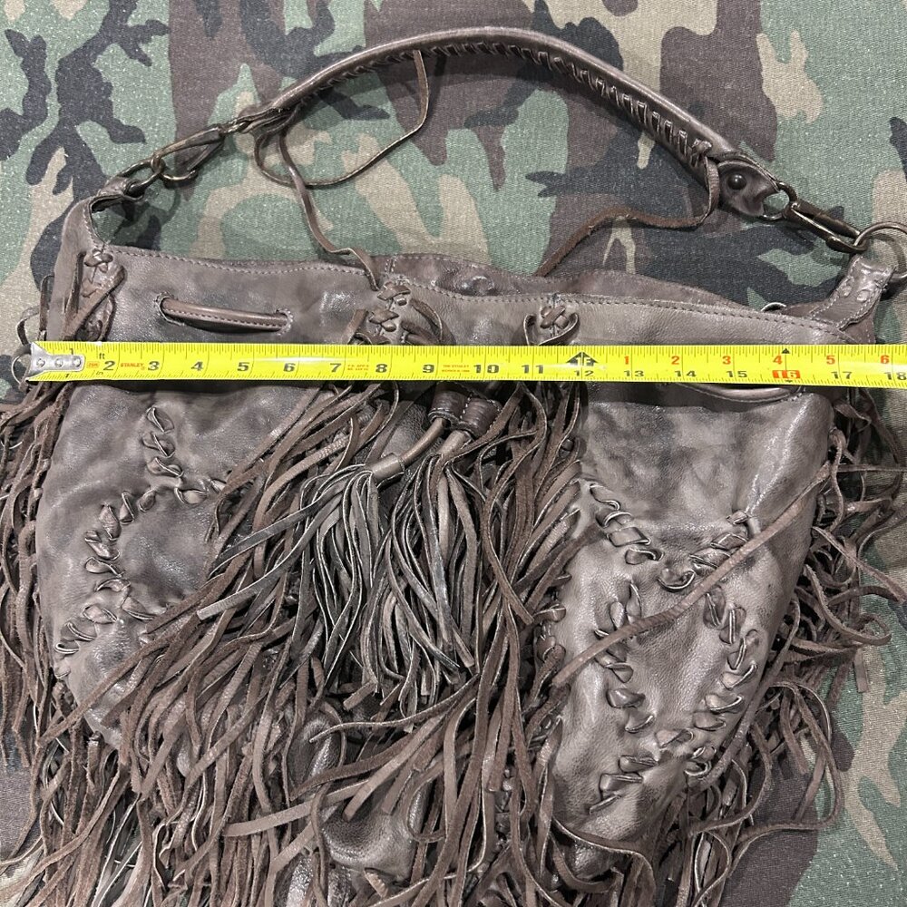 All Saints leather fringe Hobo bag - Picture 7 of 10